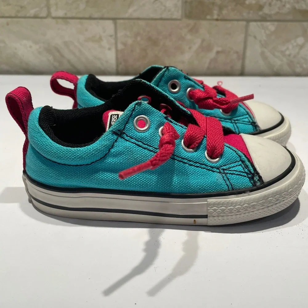 Converse Chuck Taylor All Star Teal Pink Infant Sneakers‎ 747663F Size 6 US